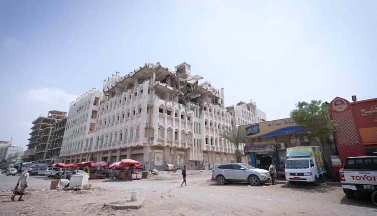 Destroyed Building by war in Yemen [Wide shot]