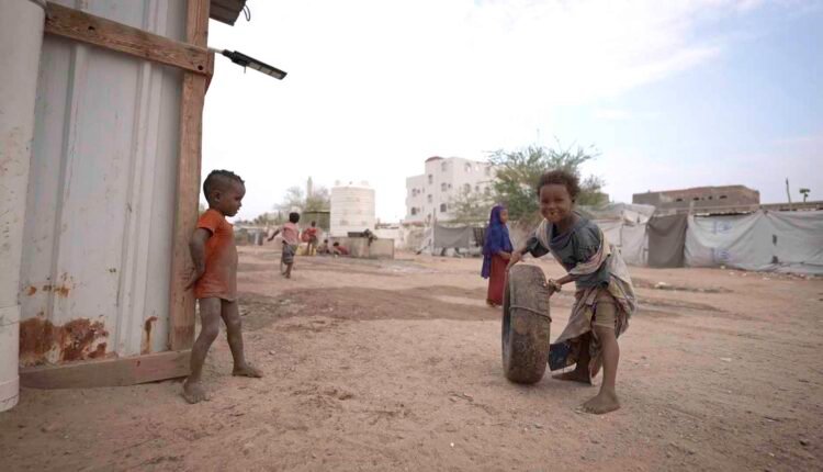 Displaced children playing together
