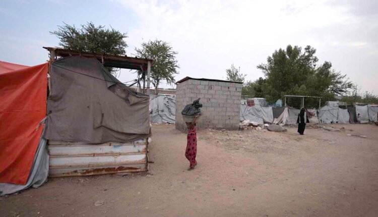 Displaced children inside the camp