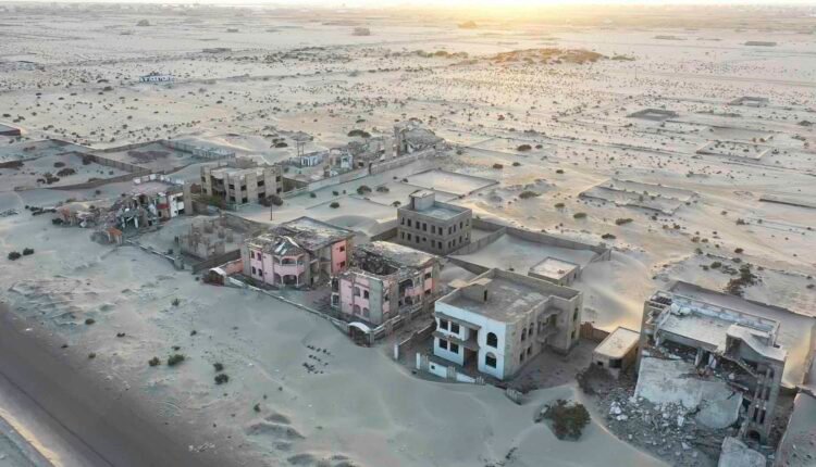 Aerial Footage Of Destroyed Buildings in Sahil Abyan in Yemen