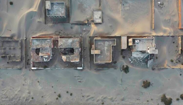 Drone shot for destroyed Houses