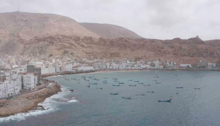 Almukalla city sea shore and fishermen boats