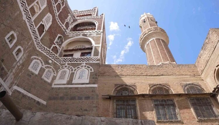 Wide View of Old Historic Houses and Mosque