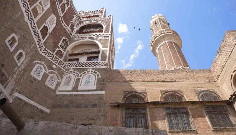 Wide View of Old Historic Houses and Mosque