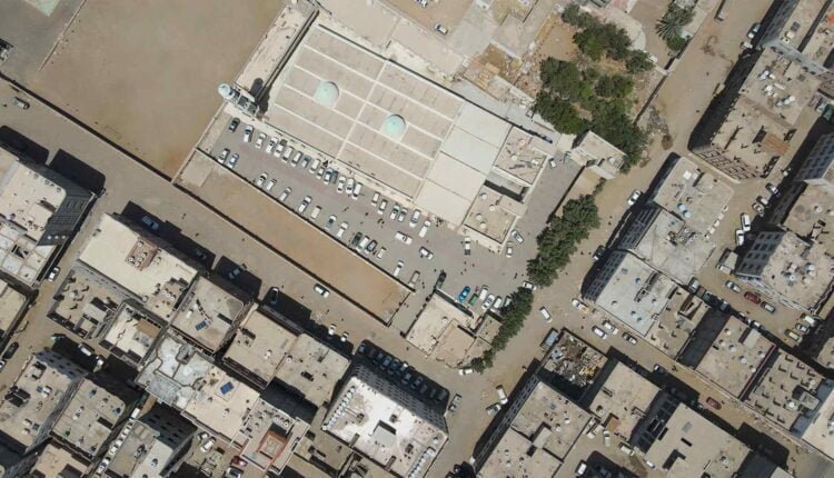 Leaving Mosque After Joma'a Prayer Aerial