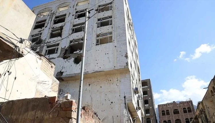 Destroyed building due to conflict