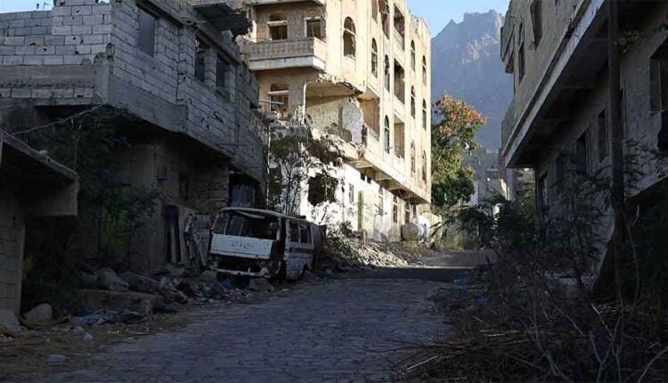Destroyed houses by heavy clashes